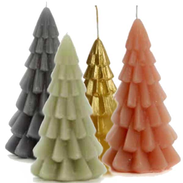 kaarsen in 4 kleuren in de vorm van een kerstboom
