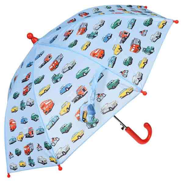 lichtblauwe paraplu met auto's