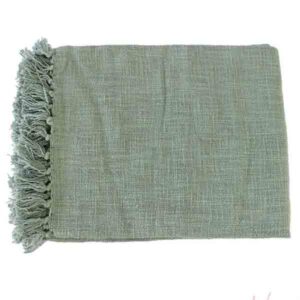 mooie grijsgroene plaid met franjes