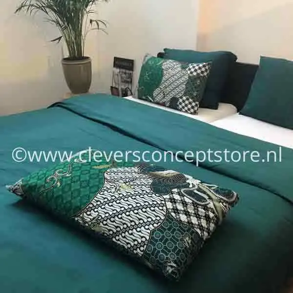 Huisgemaakt Kussen Java Mixed Prints Green